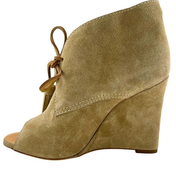 New Dsquared2 Women Shoes US 9 Booties Suede Leather Peep Toe Wedge Heel Lace-Up - Picture 7 of 17